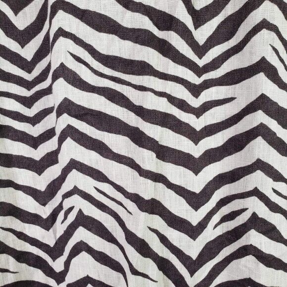Tahari Shirt Womens XL Zebra Stripe Linen Button Up Long Sleeve Lagenlook - Picture 4 of 8